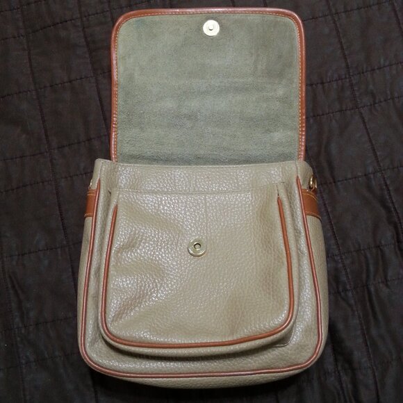 Vintage Dooney & Bourke Leather  Handbag Purse Messenger  Light Brown & Brown - Picture 11 of 16